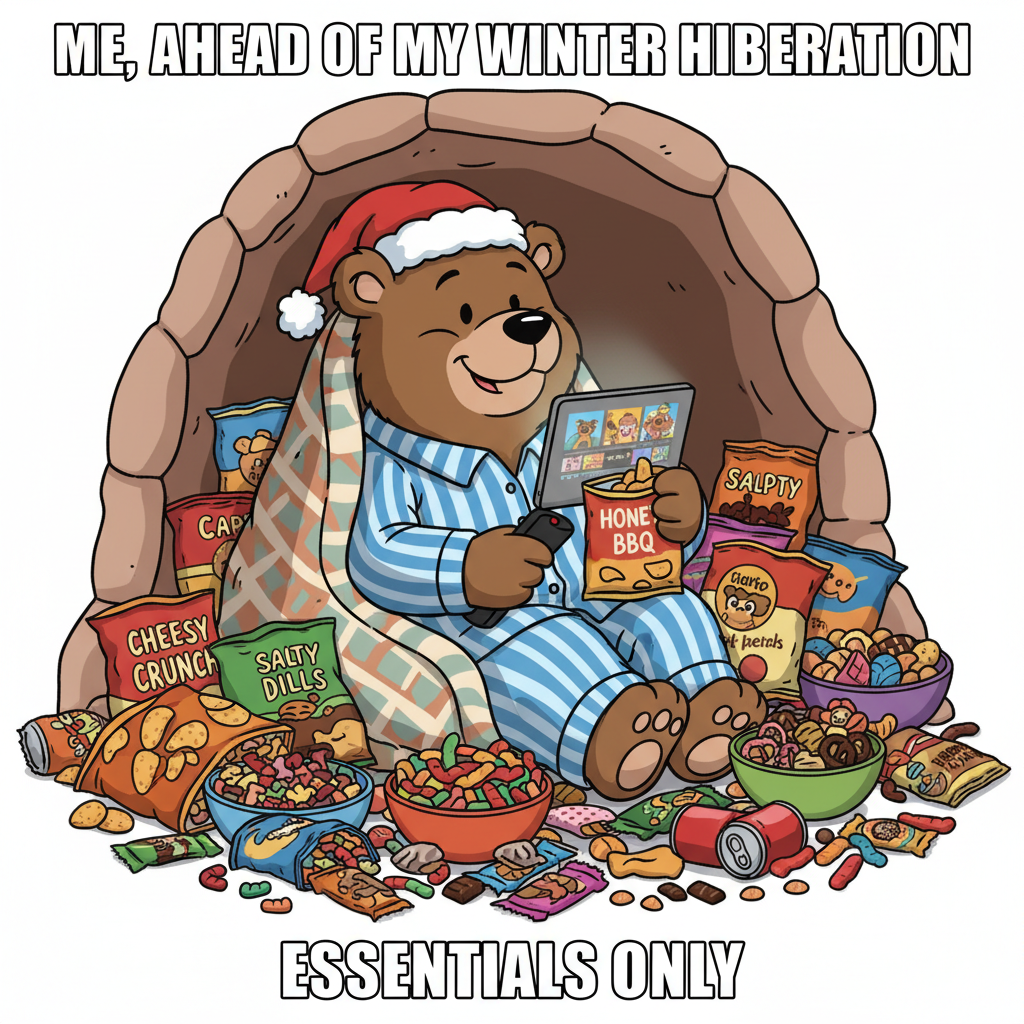 Seasonal depression hitting so hard I'm considering hibernating with a snack stash.