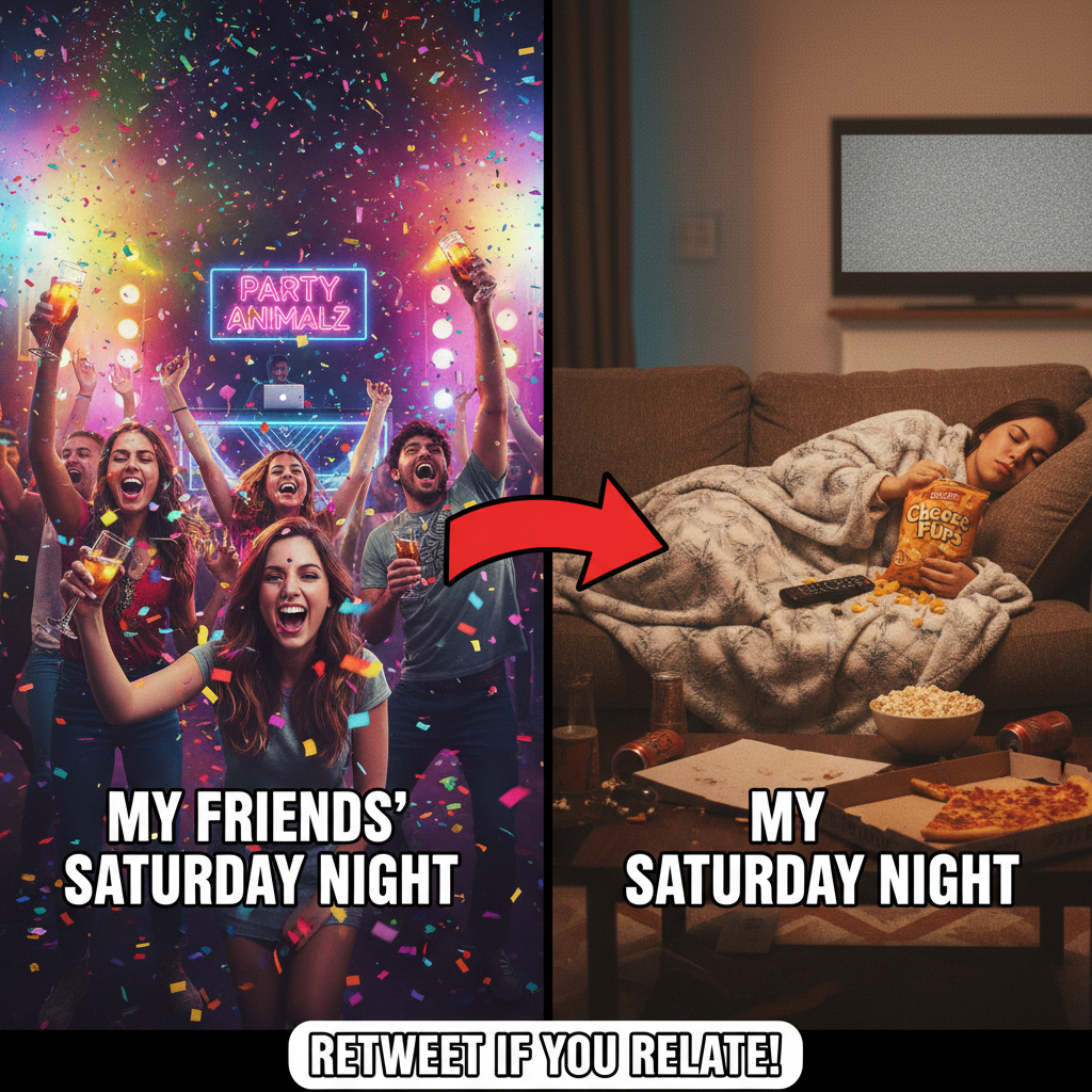 My Friday night plans vs. my actual Friday night.