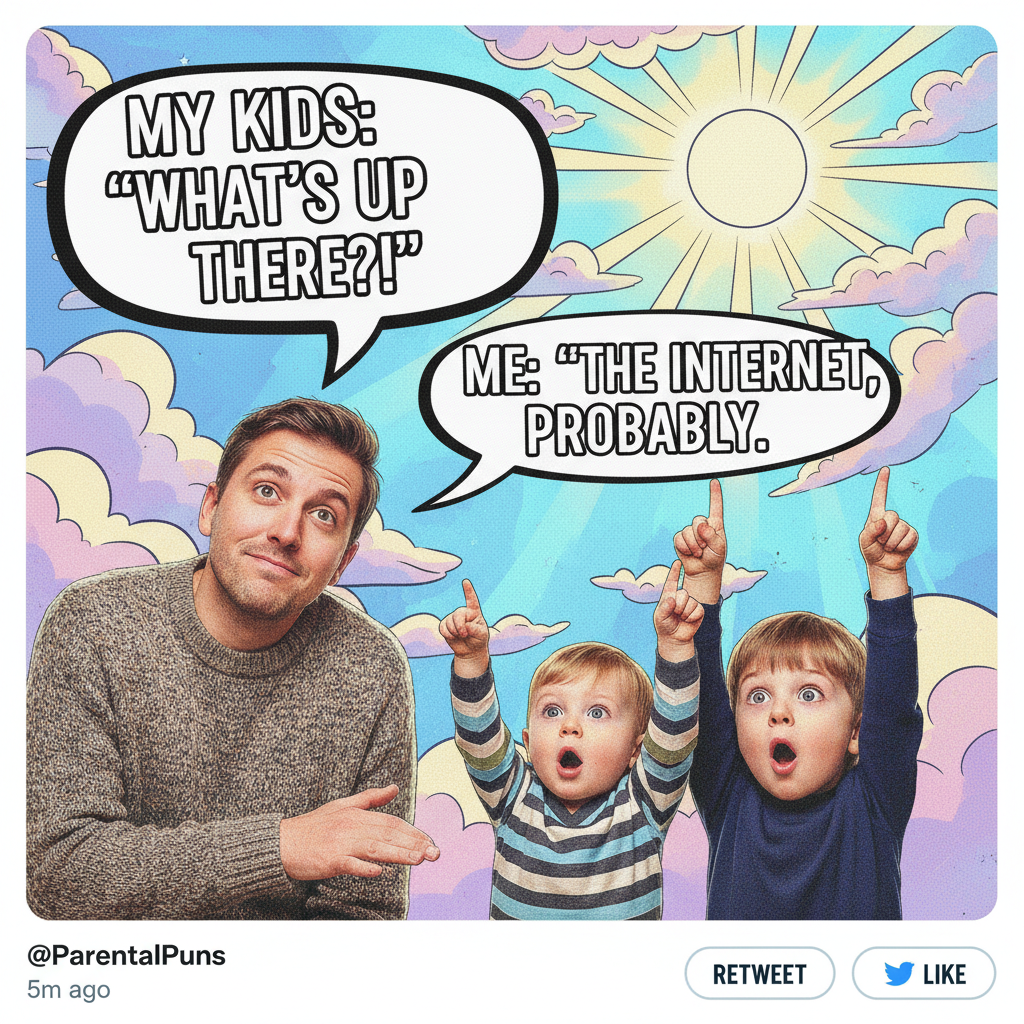 My kids asked 'why is the sky blue?' I said 'magic'. I'm a parent now.