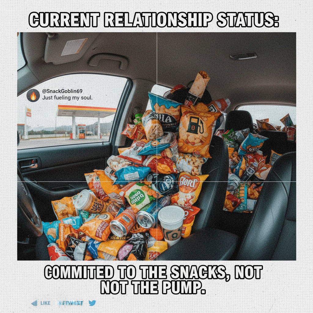 Road trip snacks are 80% of the budget, 20% is gas.