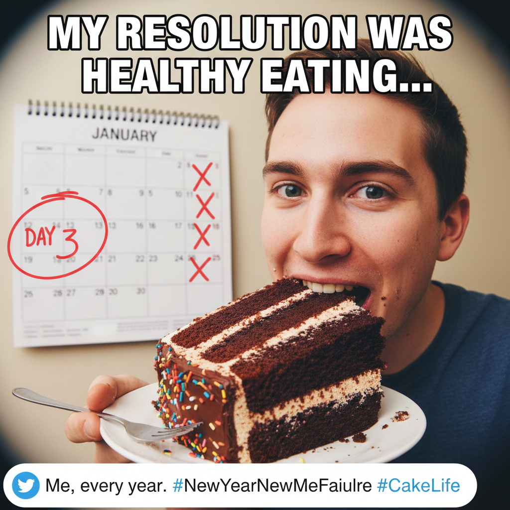 Day 3 of my New Year's resolution: I'm already eating cake for breakfast. Send help.