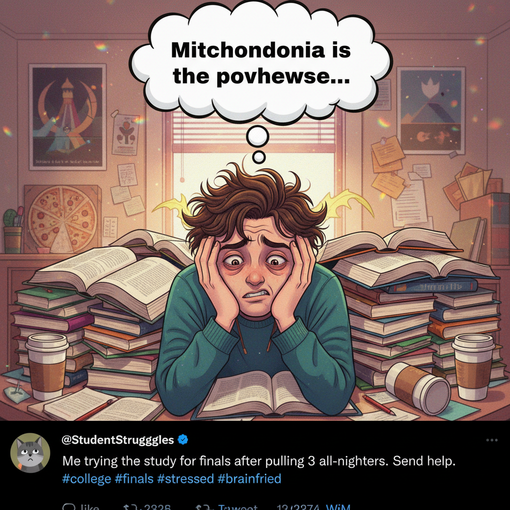 My brain during exams: 'All I know is the mitochondria is the powerhouse of the cell.'