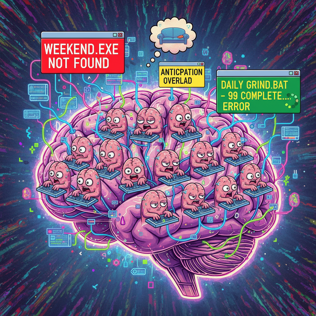 My brain cells on Hump Day: 'Initiating weekend anticipation protocol... Error 404: Weekend not found.'