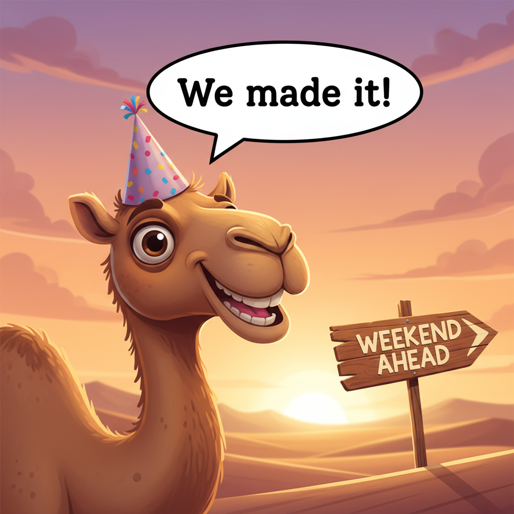 Halfway to the weekend like a camel crossing the desert!