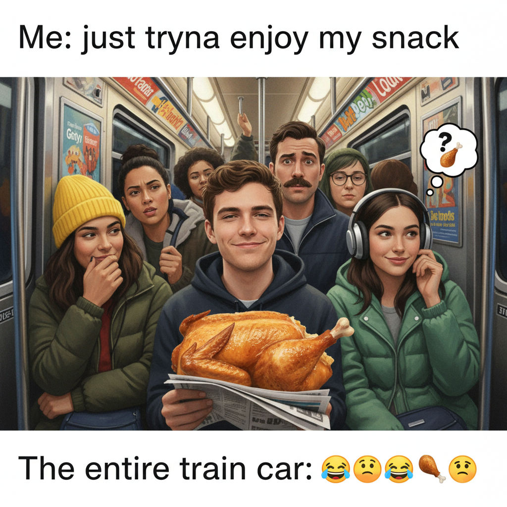 Just saw a guy on the subway eating a whole rotisserie chicken. Respect.