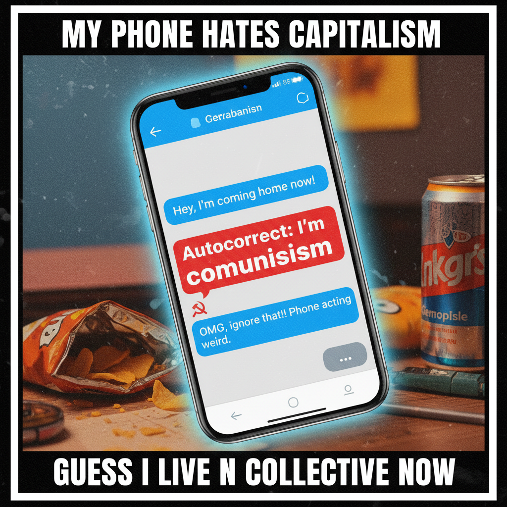 Autocorrect changed 'I'm coming' to 'I'm communism.' My boss is now very confused.