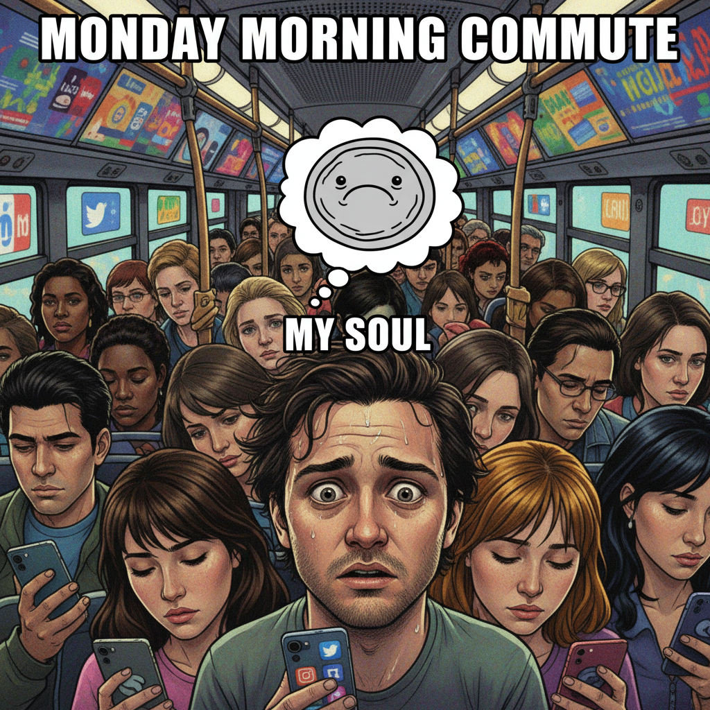 Just survived rush hour on the bus. My personal space bubble is now a flat circle.