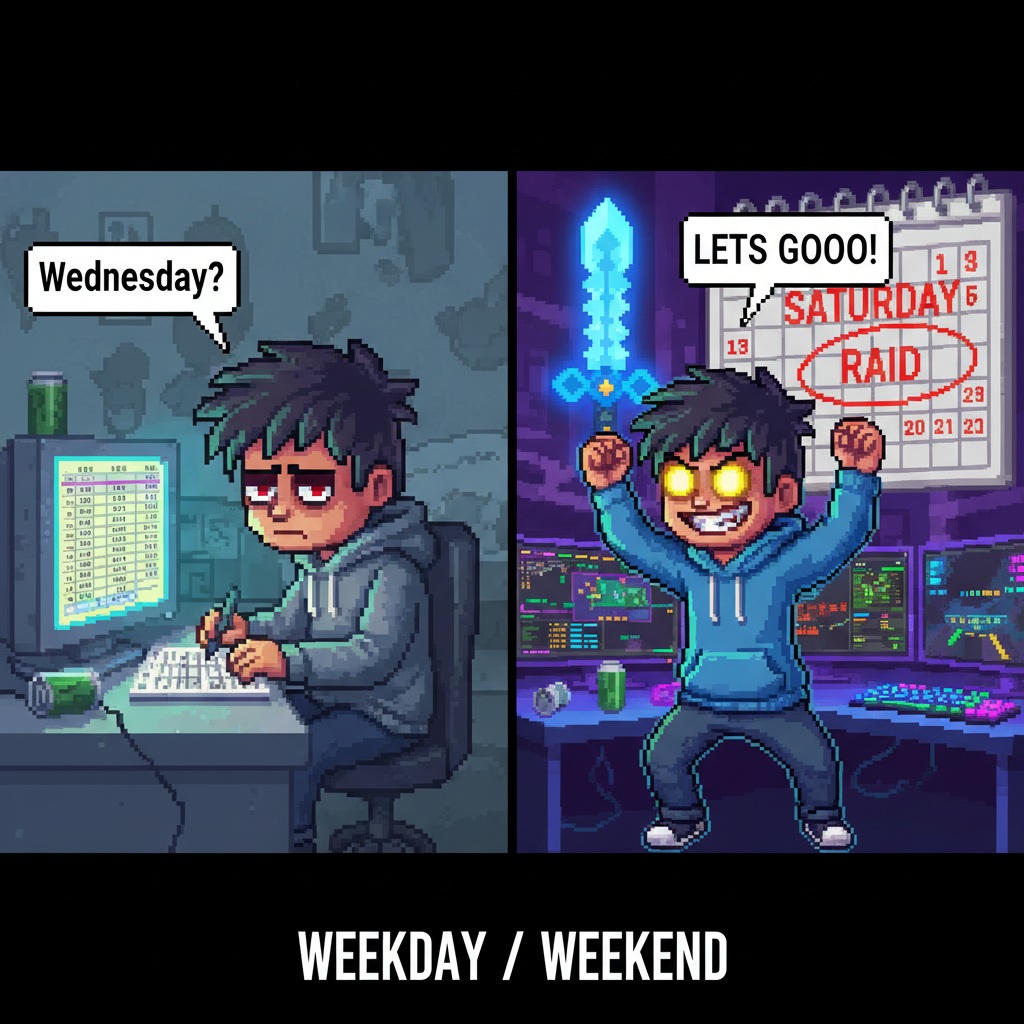 My brain on Wednesday vs. my brain thinking about the weekend raid