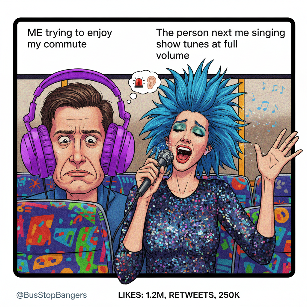 The person next to me on the bus is having a full-blown opera performance. My headphones are useless.