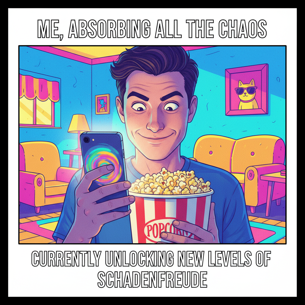 Me watching celebrity drama unfold like I'm a paid consultant. Popcorn ready.
