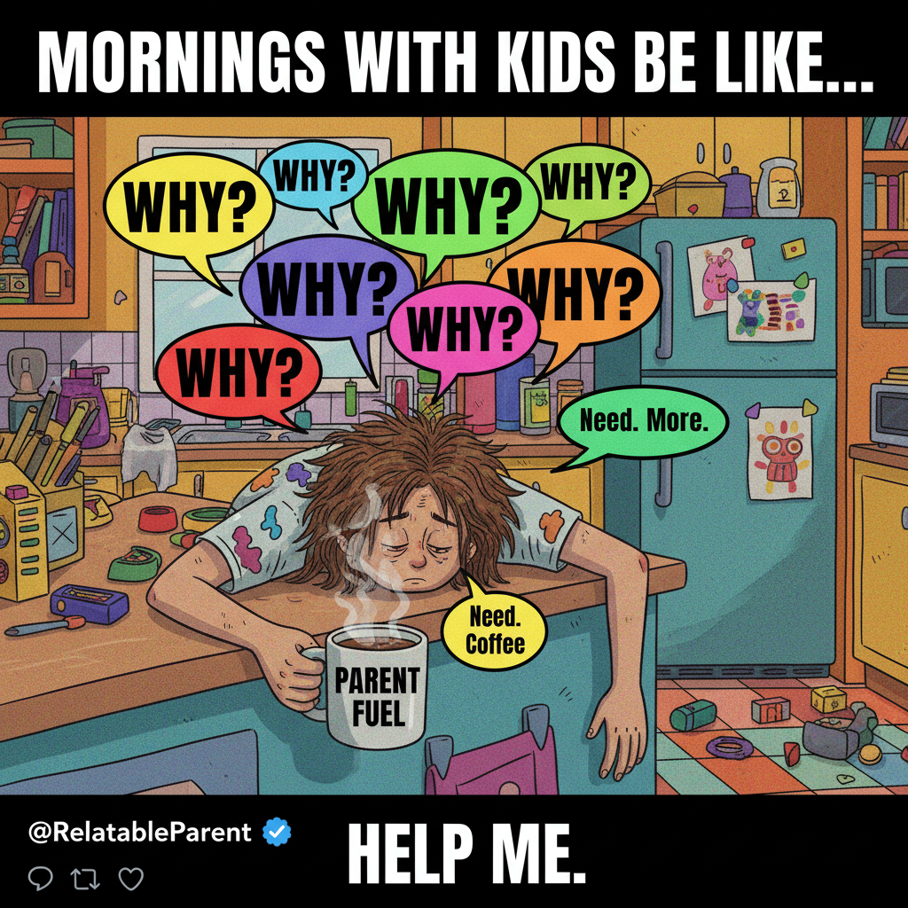 My kids asked 'why' 73 times today. I need a nap and a strong coffee.