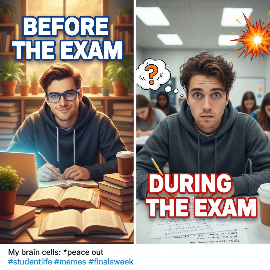 My brain during exams: 'You know everything!' My brain during the actual exam: 'Who are you?'