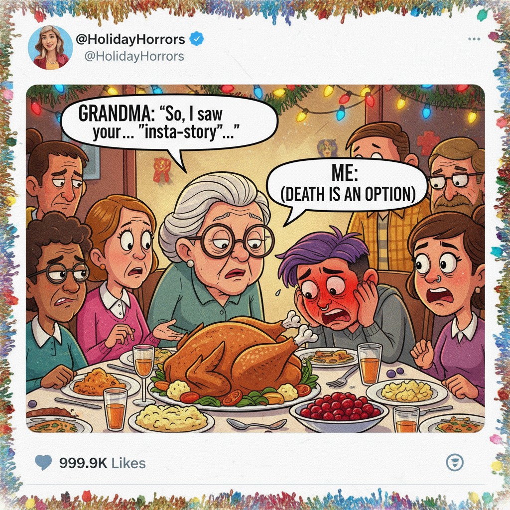 Grandma just asked if my 'internet friends' are coming to holiday dinner. Send help.