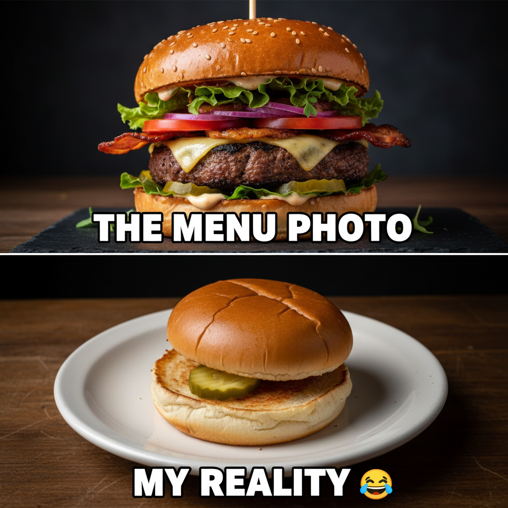 Ordered a gourmet burger. Got two buns and a pickle. Thanks, delivery app. #FoodFail