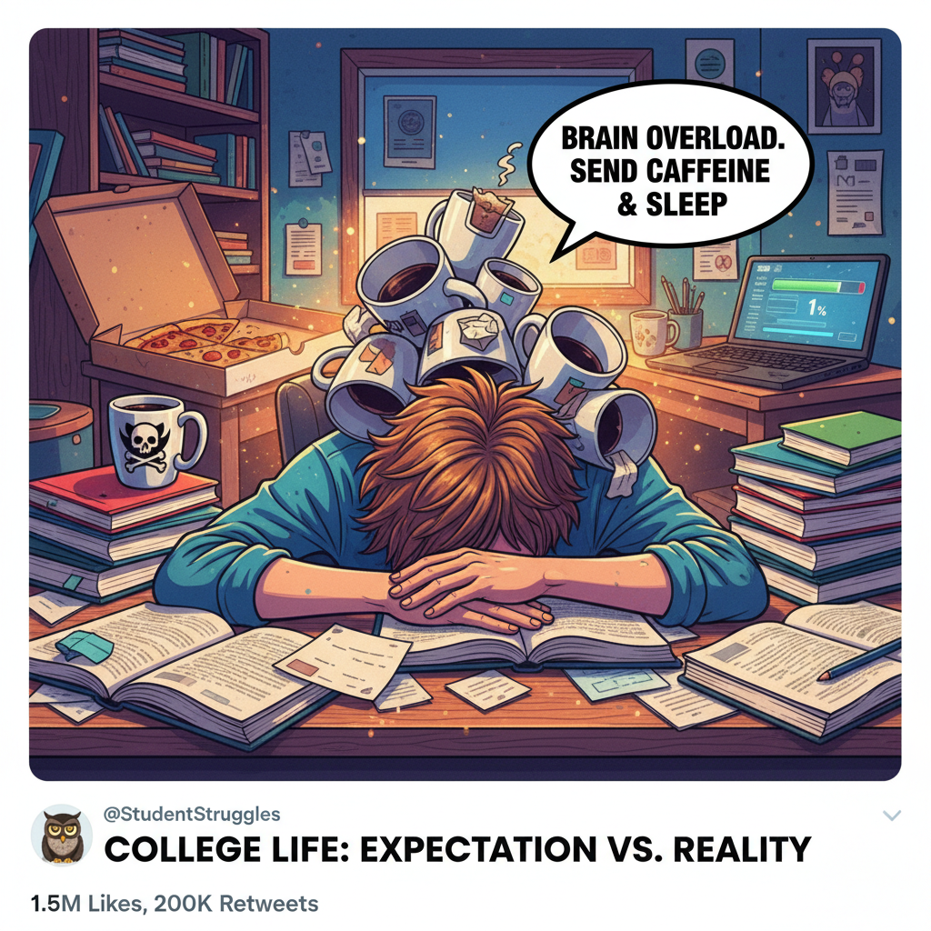 Exam season is just 90% caffeine and 10% existential dread. Send help (and coffee).