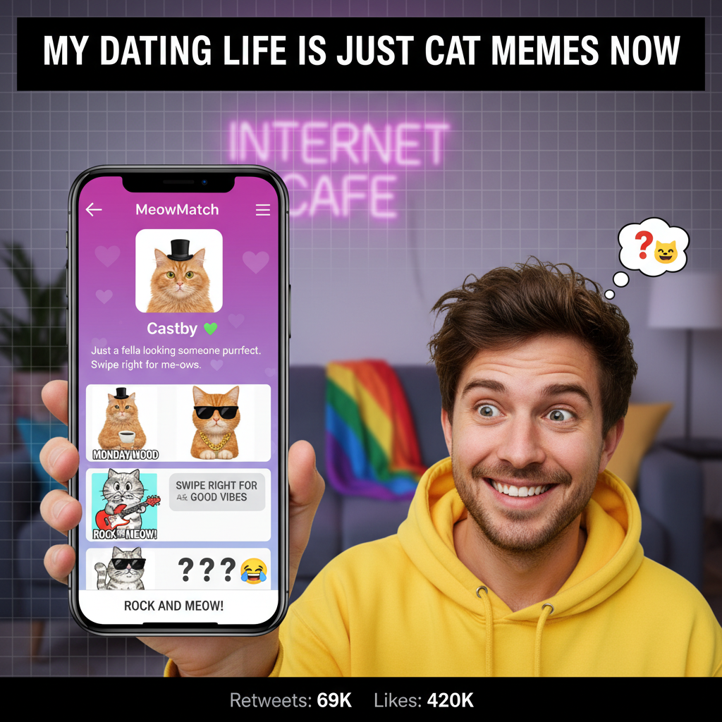 Matched with someone who only sends cat memes. Is this a win or a cry for help? 🤔