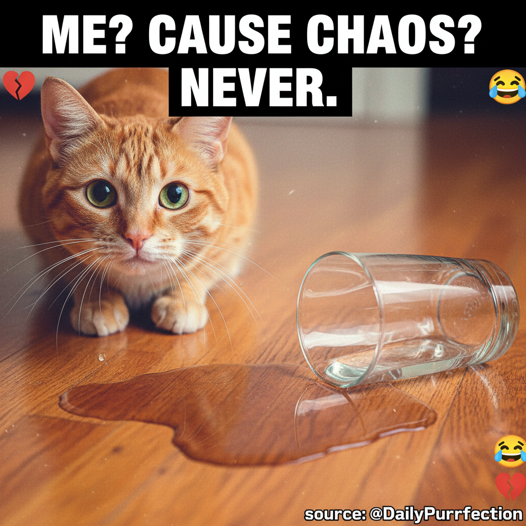 My cat just knocked my water glass over for fun. Send mops and emotional support. 🐾