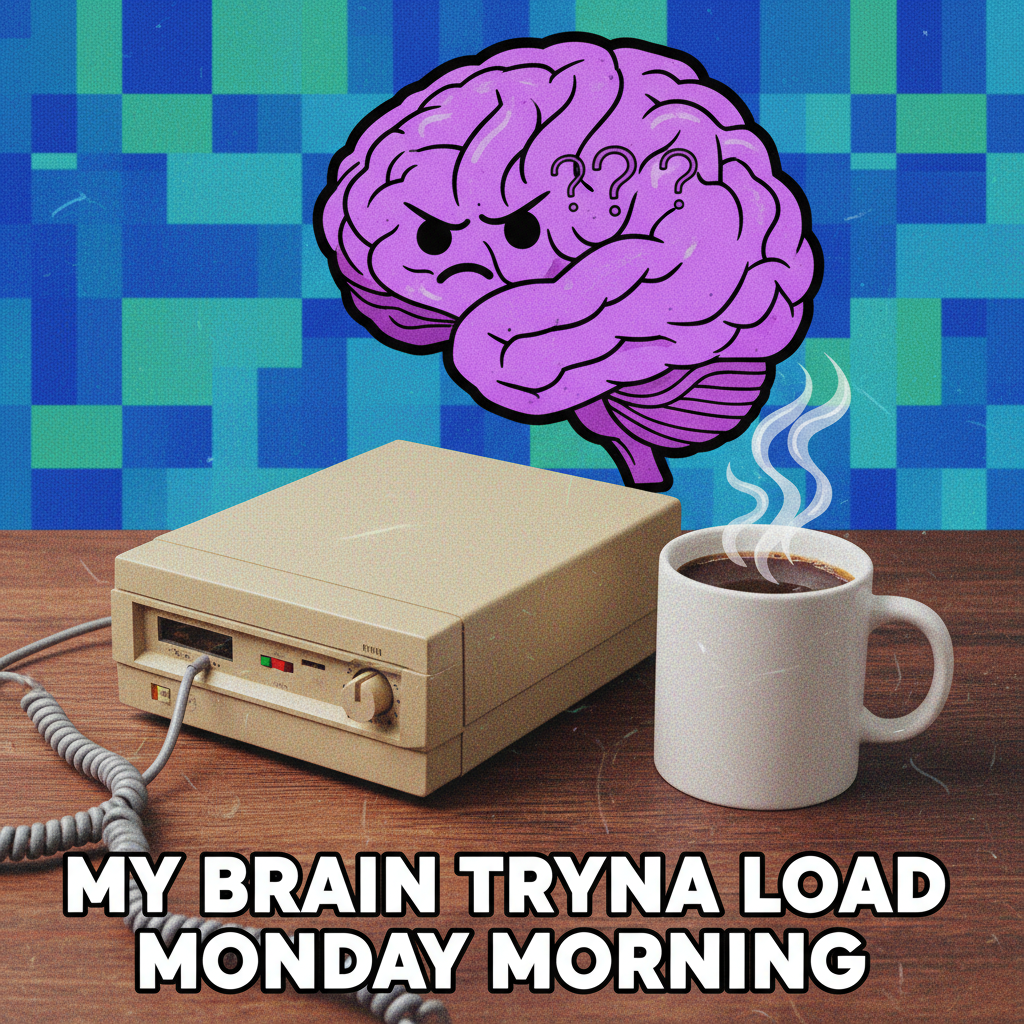 My brain on Monday mornings: dial-up modem sounds. Send coffee. ☕️