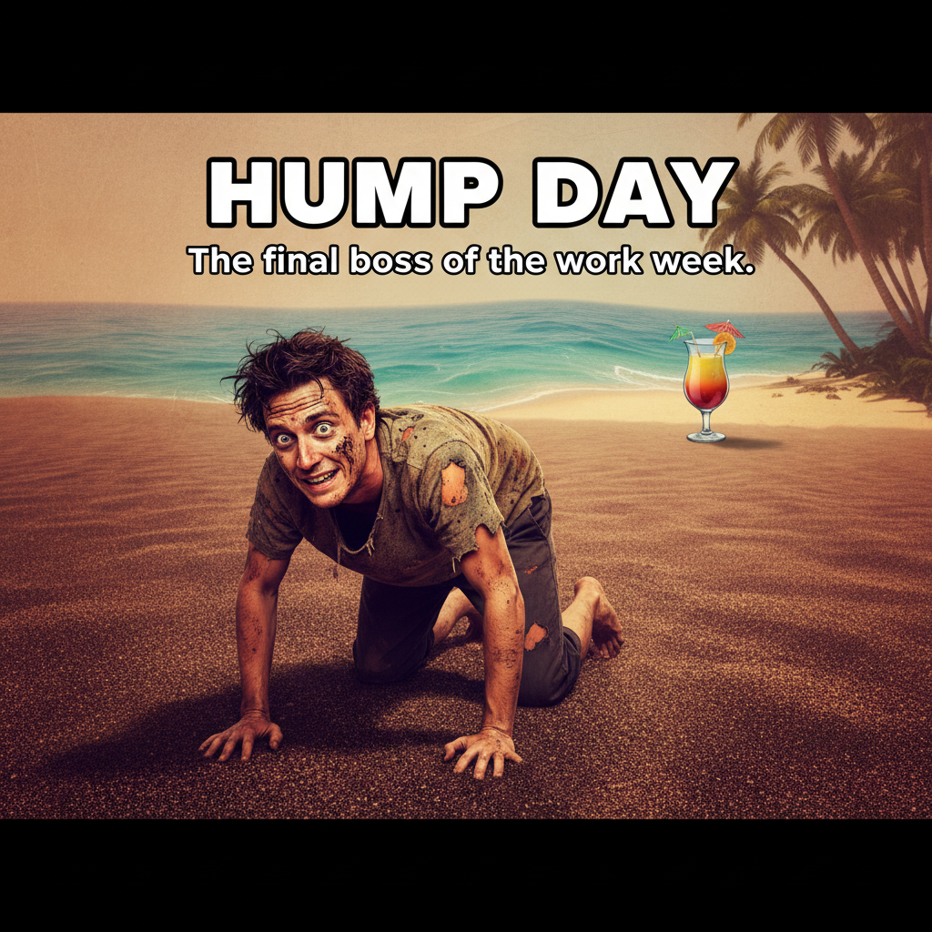 Hump Day got me feeling like I'm stuck in quicksand, but the weekend is a mirage I'll chase till I drop.