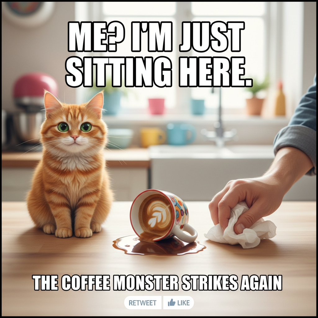 My cat just knocked over my coffee. Again. Send help (and more coffee).