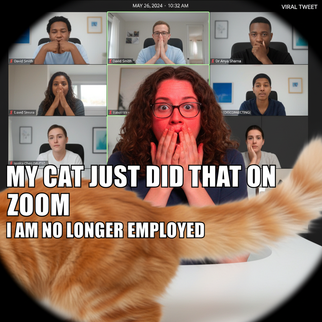 My cat just walked across my keyboard during a Zoom meeting. Camera was ON. RIP my career.