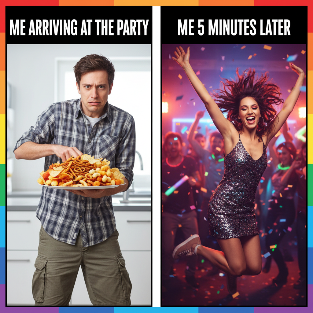 Introvert at a party: 'I'm just here for the snacks.' Extrovert: 'LET'S GOOOOO!'