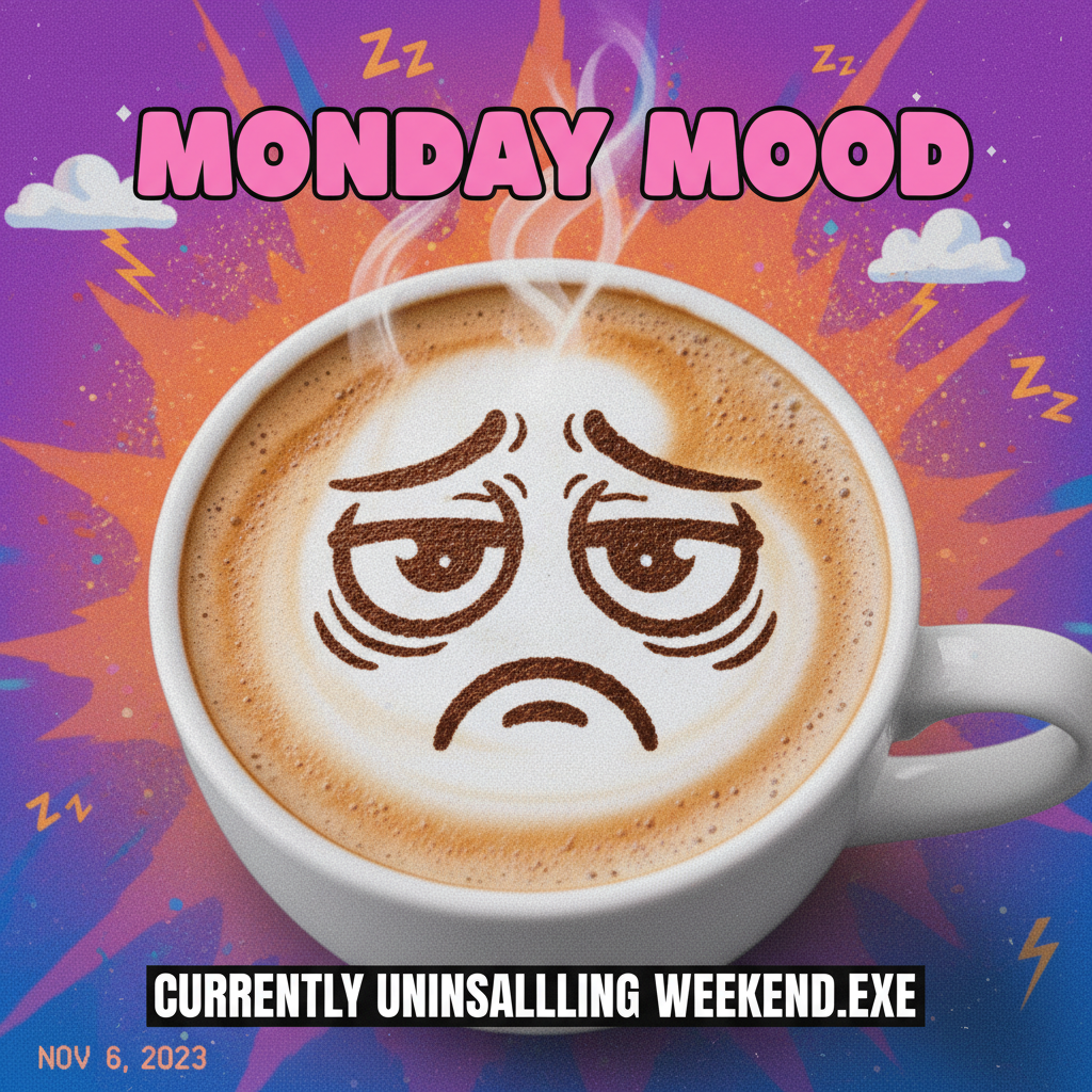 My blood type is coffee. My personality type is 'don't talk to me before it kicks in.'