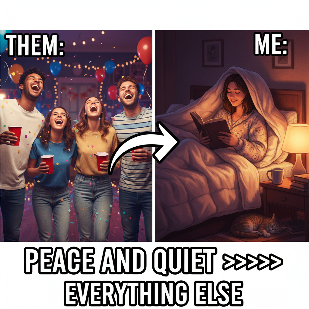 Extrovert: 'Let's go out!' Introvert: *already in bed by 8 PM*