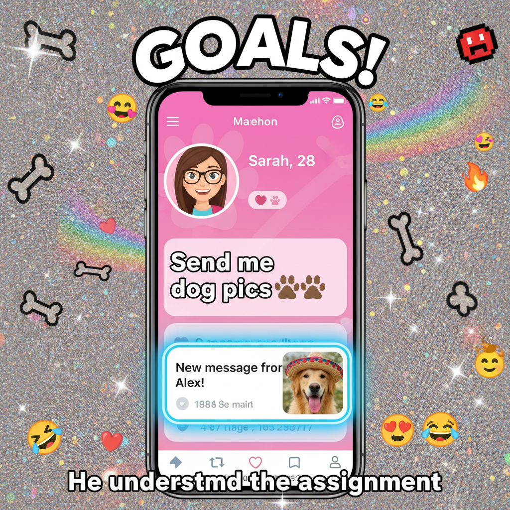 My dating app bio just says 'Send me dog pics.' It's working.