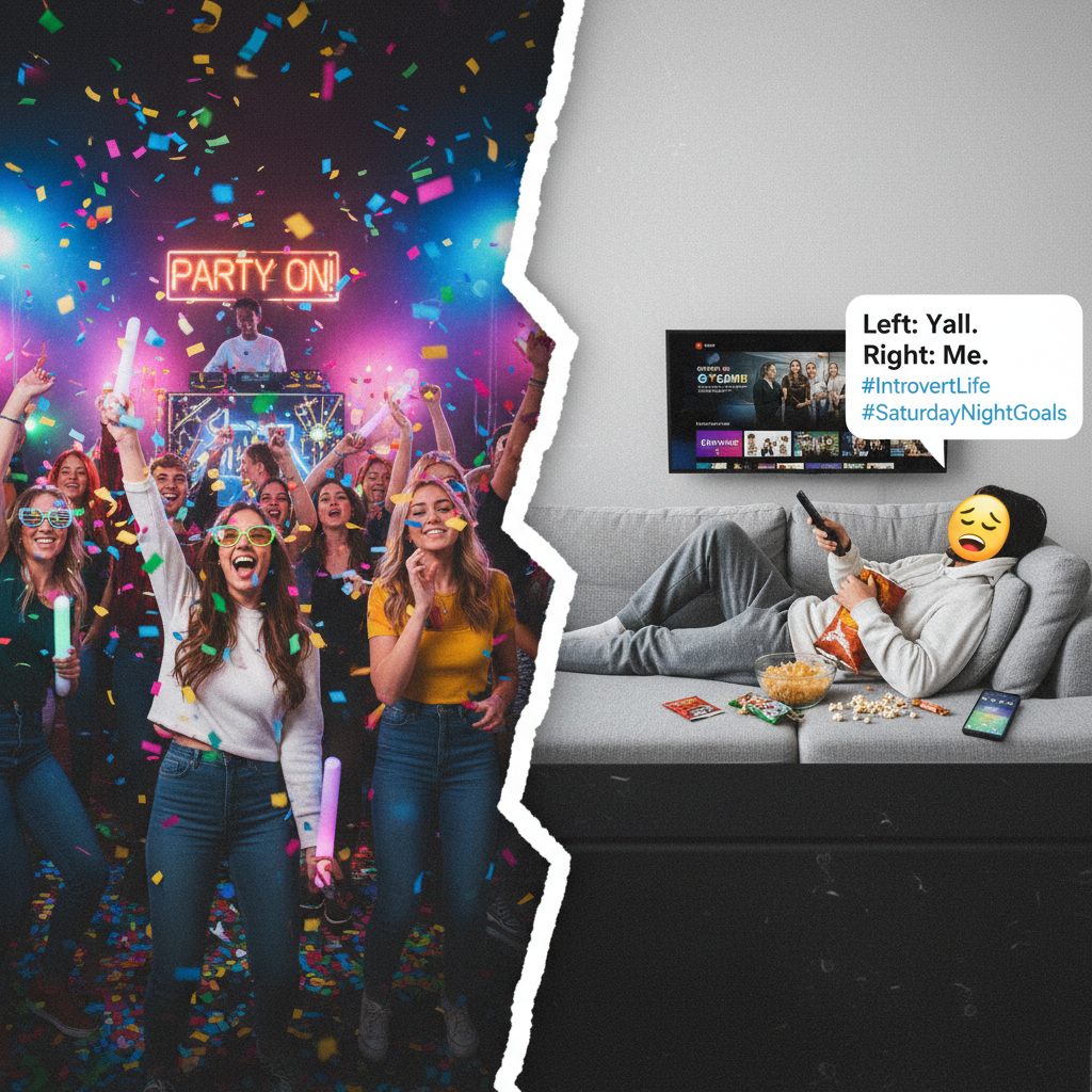 Friday night plans: wild party. Friday night reality: wild Netflix binge.