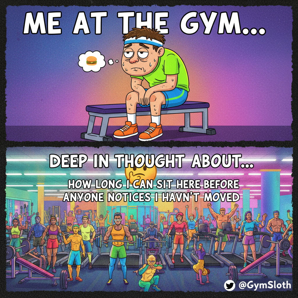 My workout plan: 5 mins exercise, 50 mins contemplating life choices.