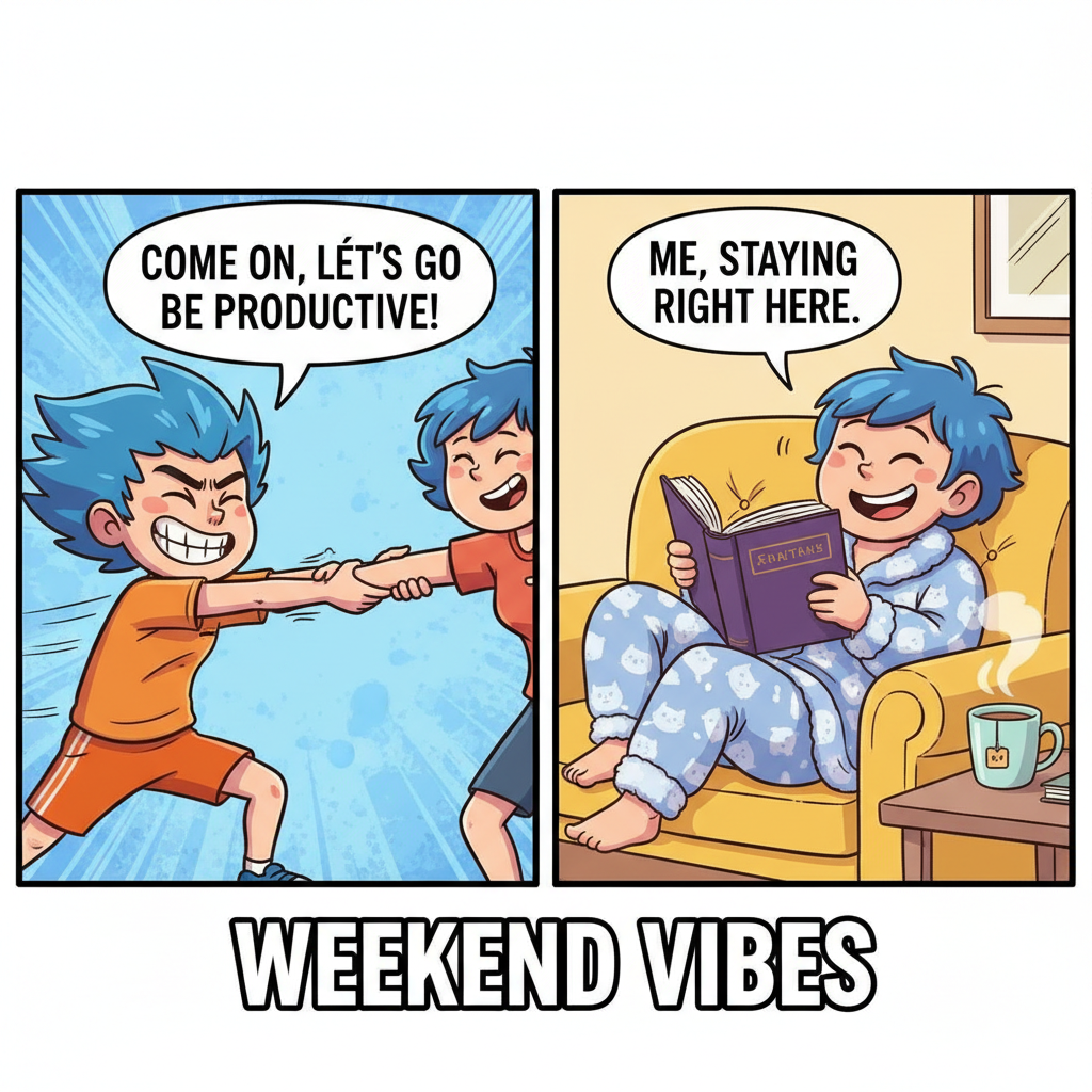 The extrovert: 'Let's go out!' The introvert: *already in pajamas*