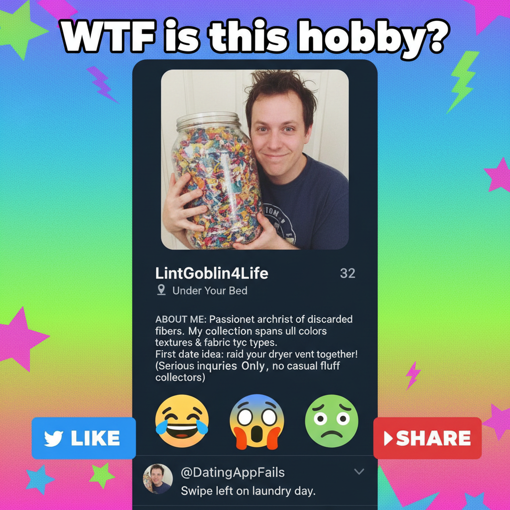 Matched with someone who listed 'collecting lint' as a hobby. I'm either terrified or intrigued.