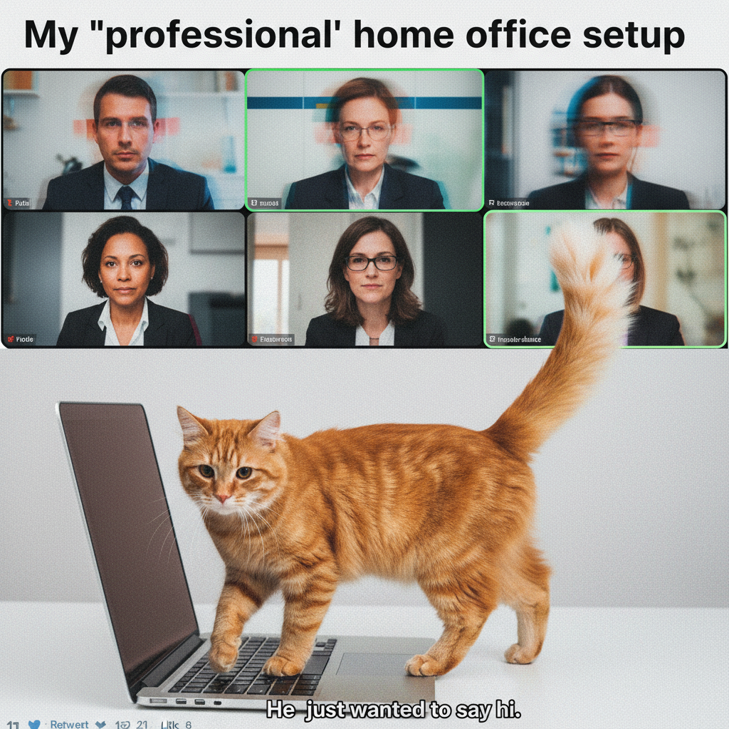 My cat just walked across my keyboard during a client Zoom. Pretty sure I just typed 'meow'.