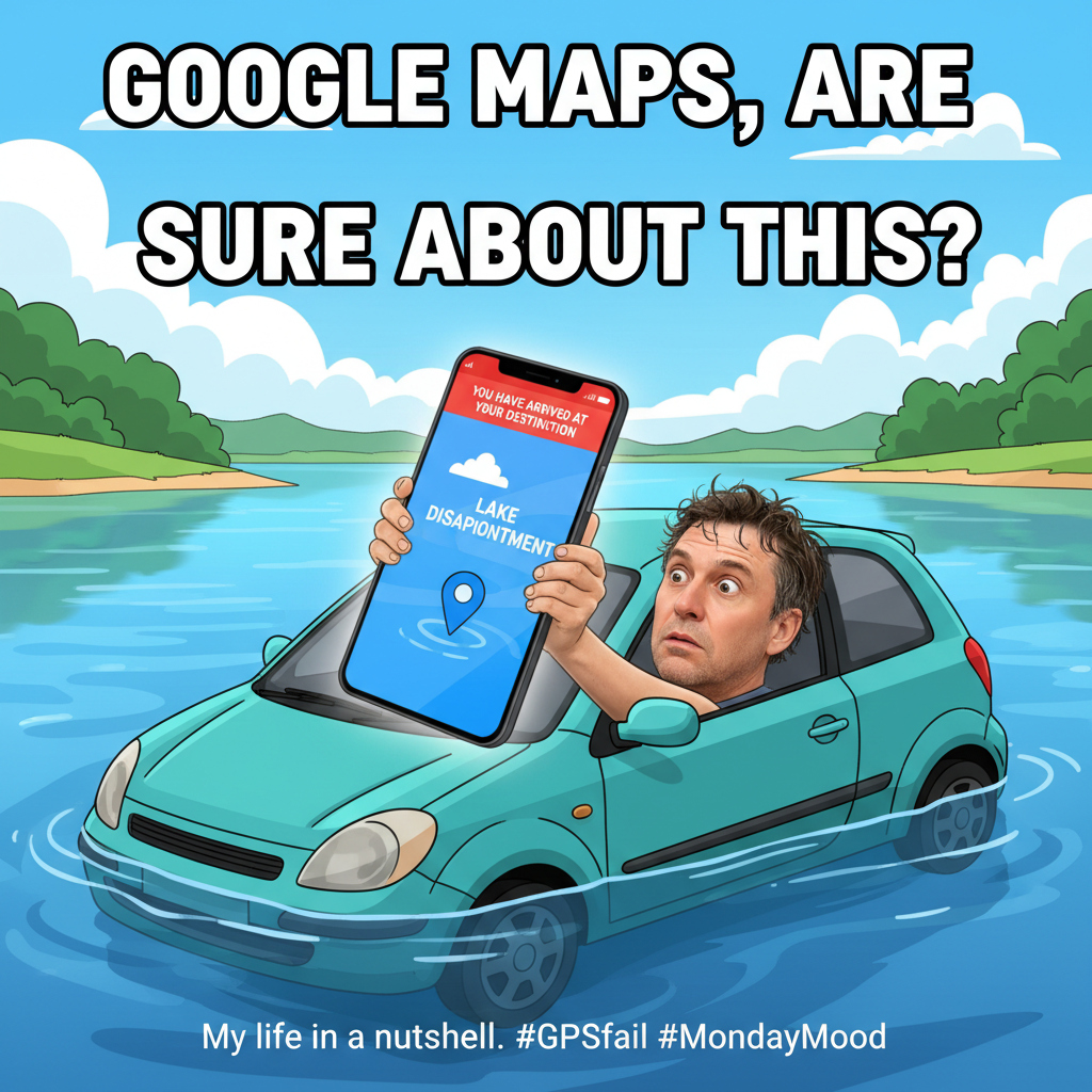 My GPS just told me to turn left into a lake. We're going old school with maps now.