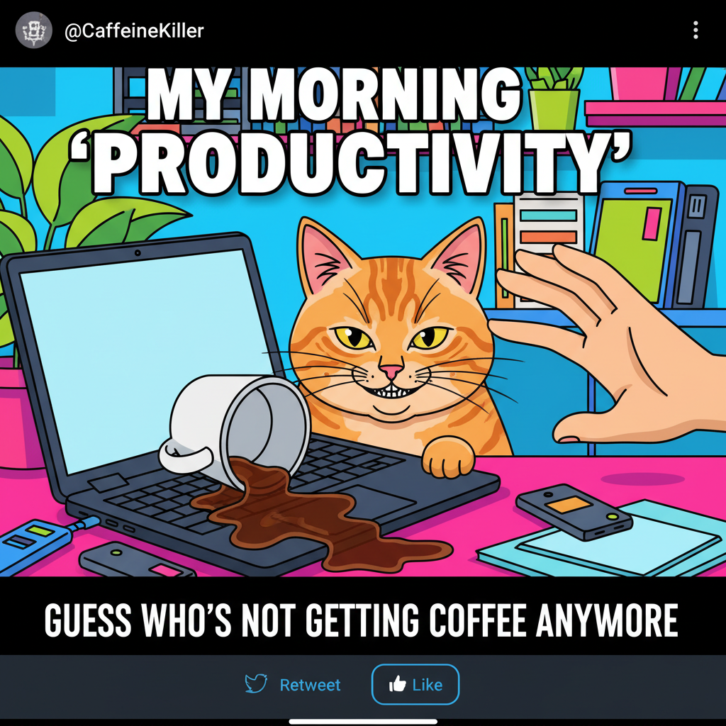 My cat just knocked over my coffee. Again. Send help & more coffee.