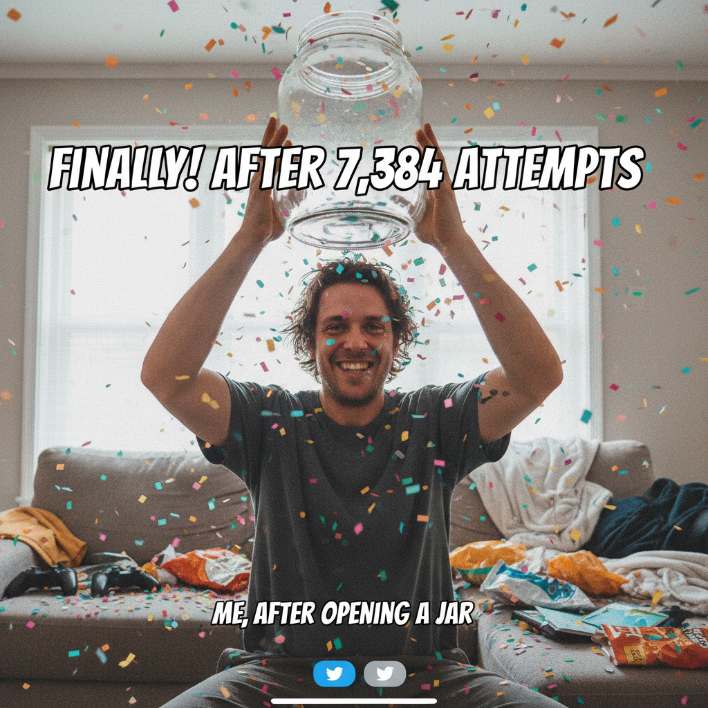 My 'adulting' today was successfully opening a jar. I deserve a medal.