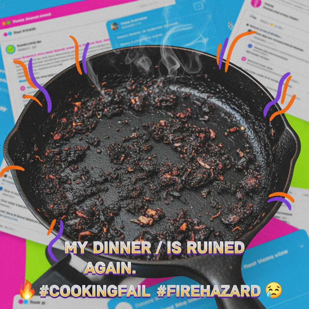 Tried to make pasta. Ended up with a carbonized skillet. Send help.