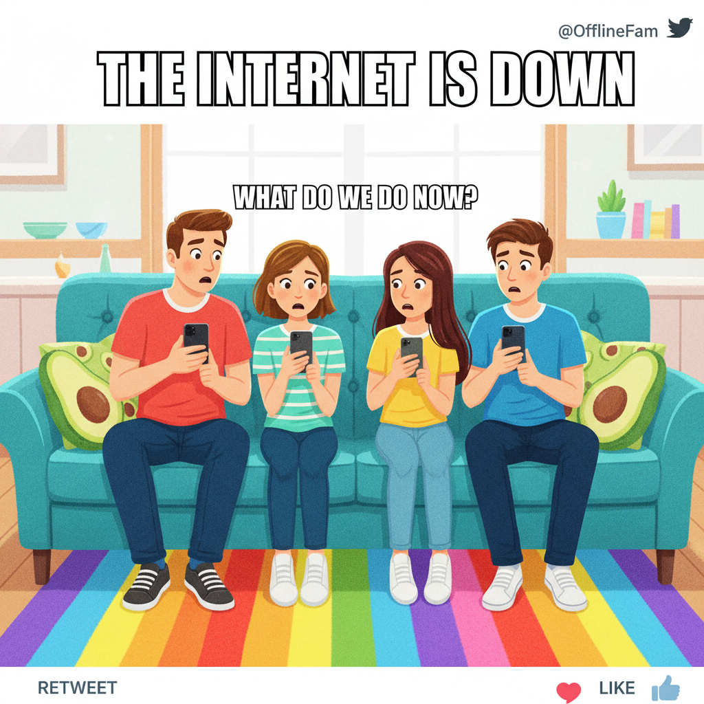 The moment the WiFi goes down and you remember what your family looks like. Terrifying.