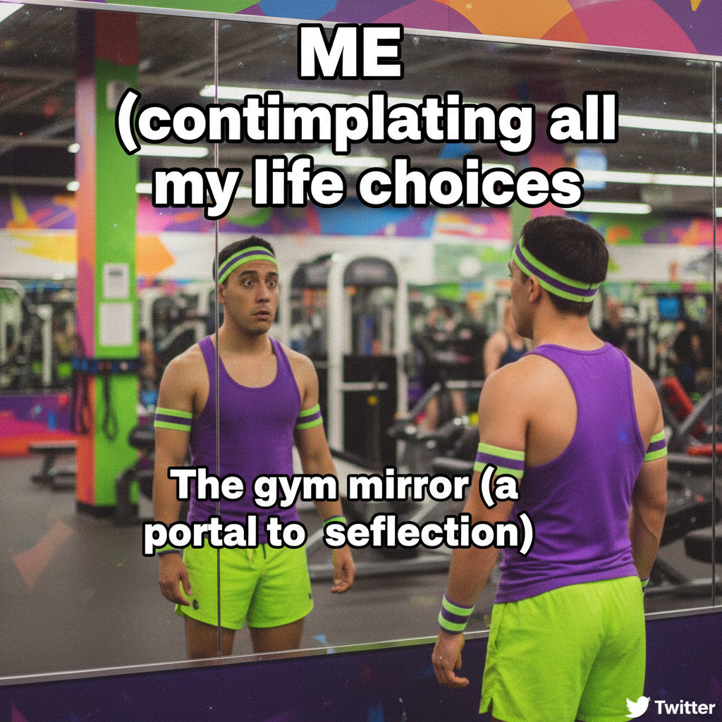 My gym routine: 10 mins working out, 50 mins questioning all my life choices in the mirror.