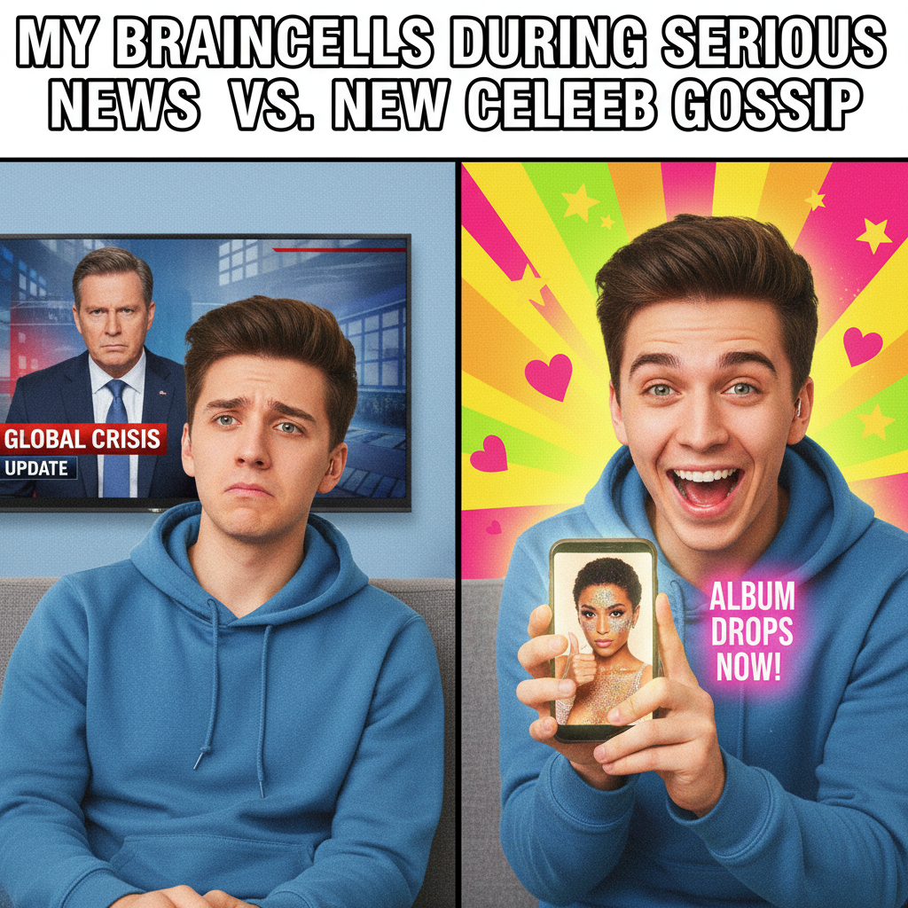 Me watching the news vs. Me watching my favorite celebrity's IG story. #Priorities