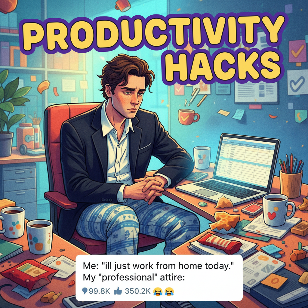 My 'work from home' outfit is 50% business, 50% 'I haven't left this chair in 3 days.'