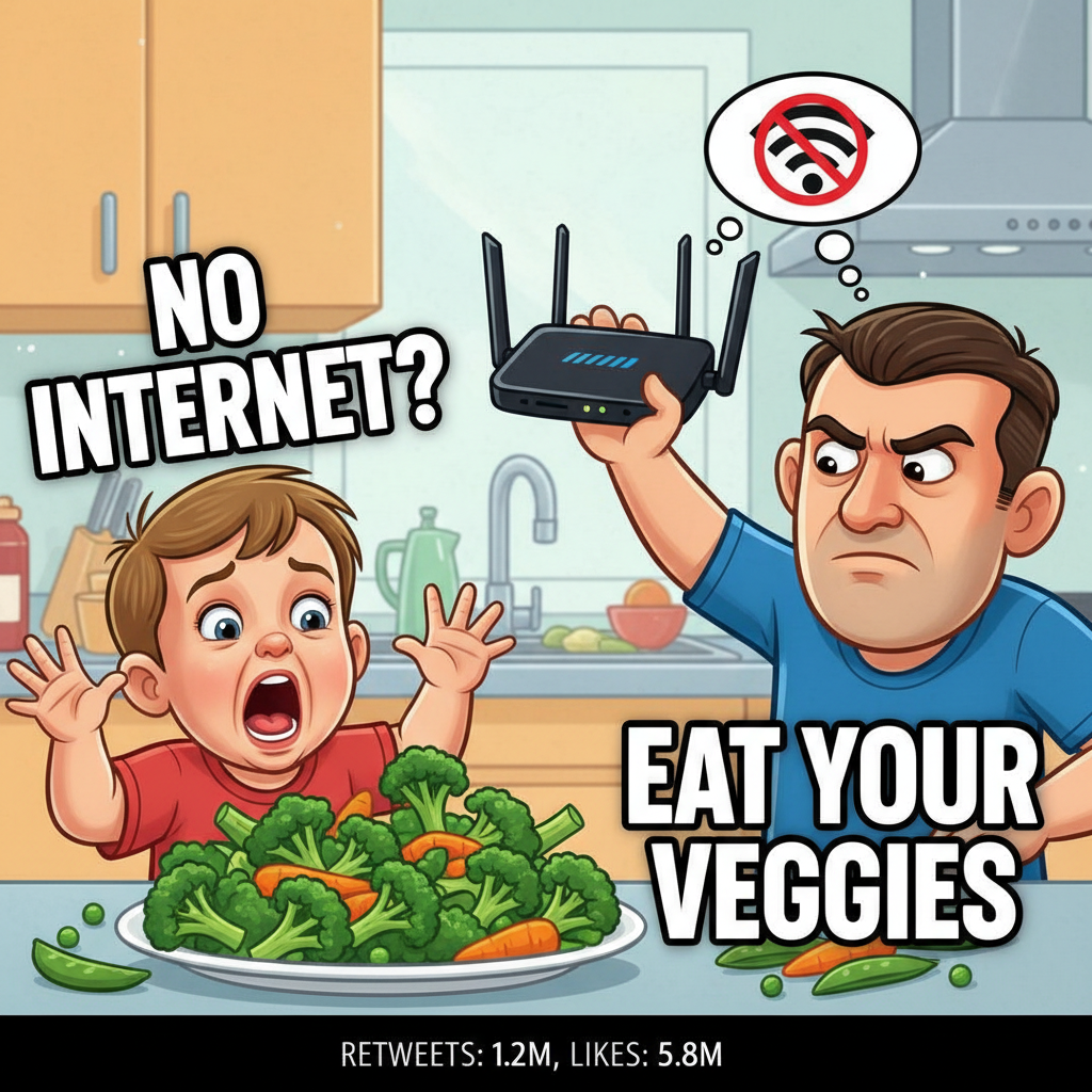 Just told my toddler if they don't eat their veggies, the Wi-Fi goes away. Modern parenting.