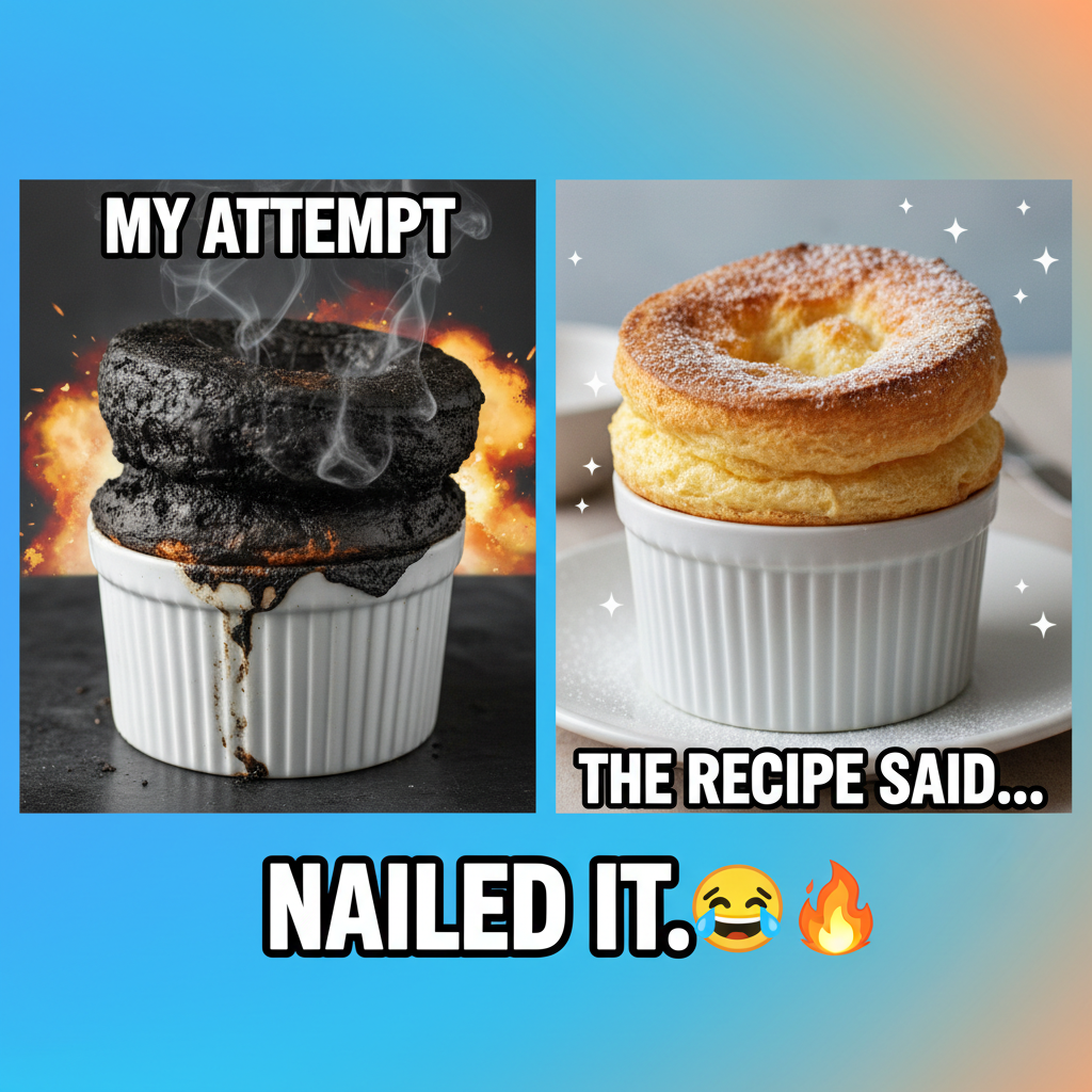 Attempted to make a soufflé. Ended up with a delicious, flat, eggy pancake. 🍳 #CookingFail