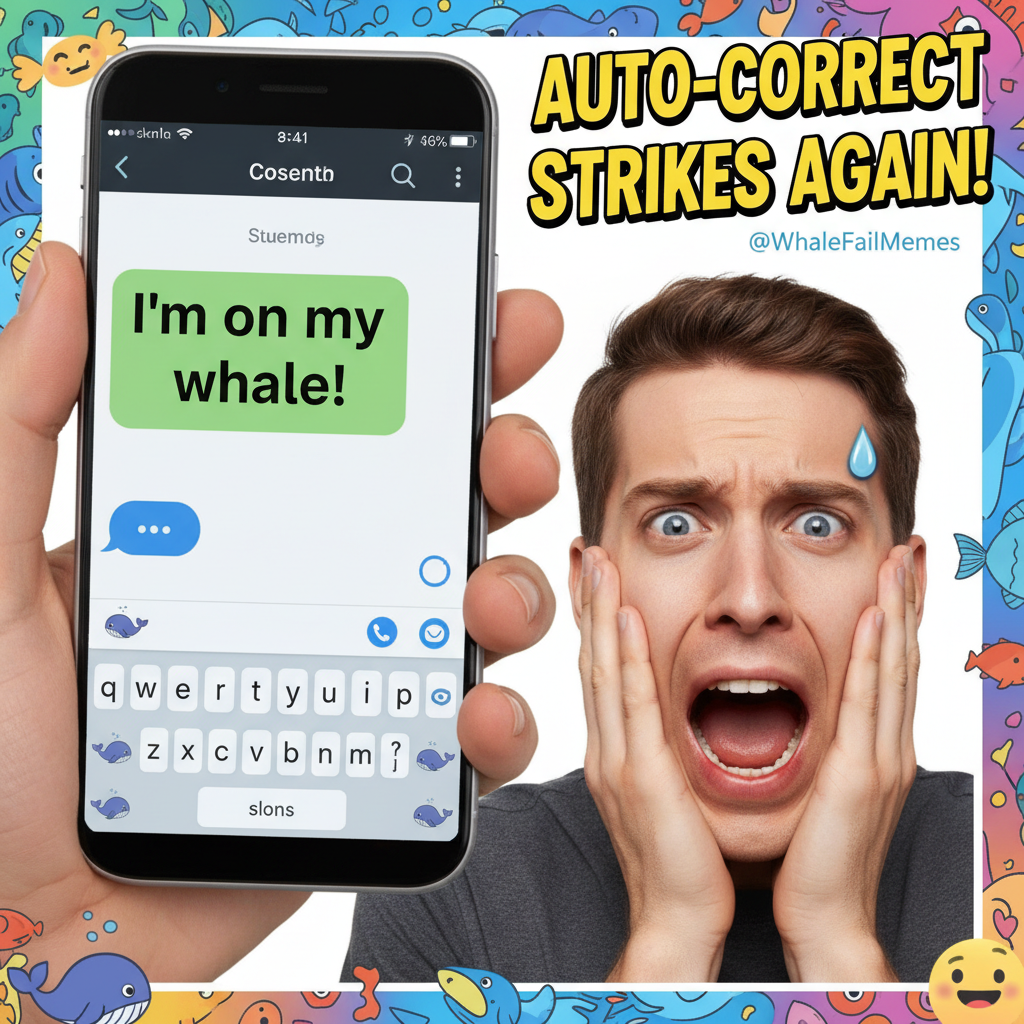 Autocorrect changing 'I'm on my way!' to 'I'm on my whale!' and now I have to explain myself.