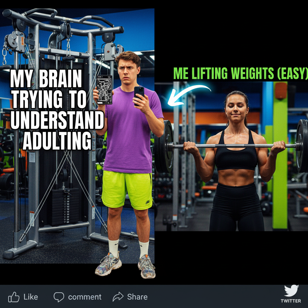 Me at the gym: 'I'm a fitness guru!' Also me: 'Is this machine for arms or just for holding my phone?'