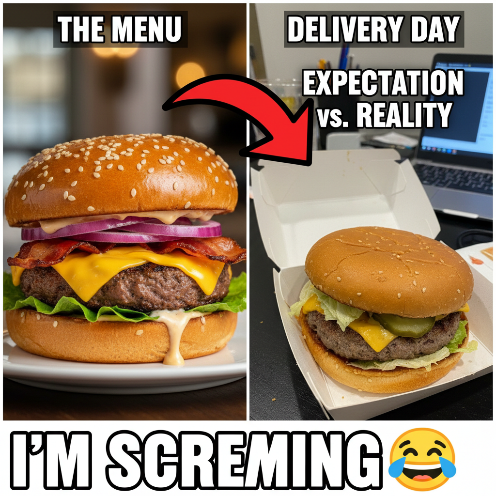 Ordered a gourmet burger, got a sad patty. My expectations vs reality chart is just a flatline.