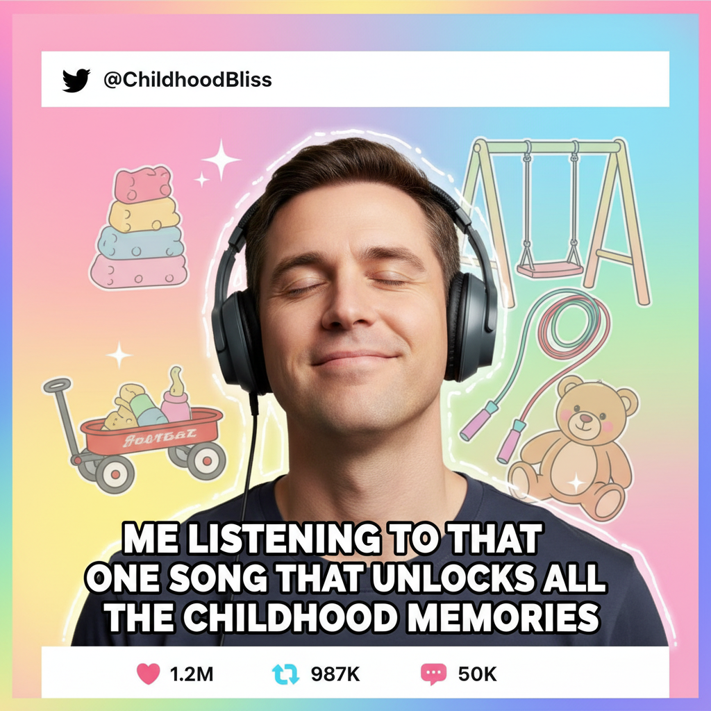 Heard a song from my childhood. Now I'm 8 again, convinced I can fly and snacks are currency.