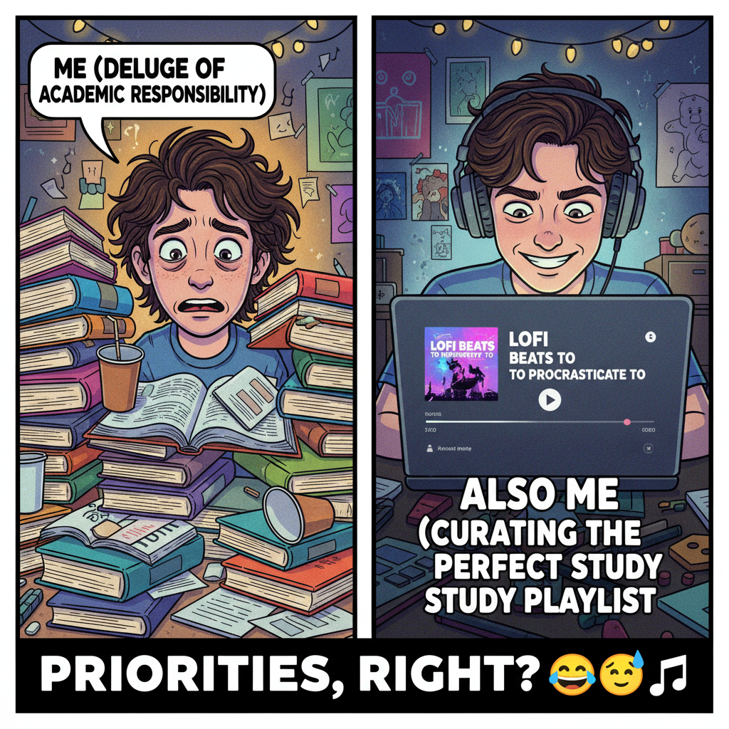 Me trying to study for exams: *spends 3 hours making a perfect study playlist*.