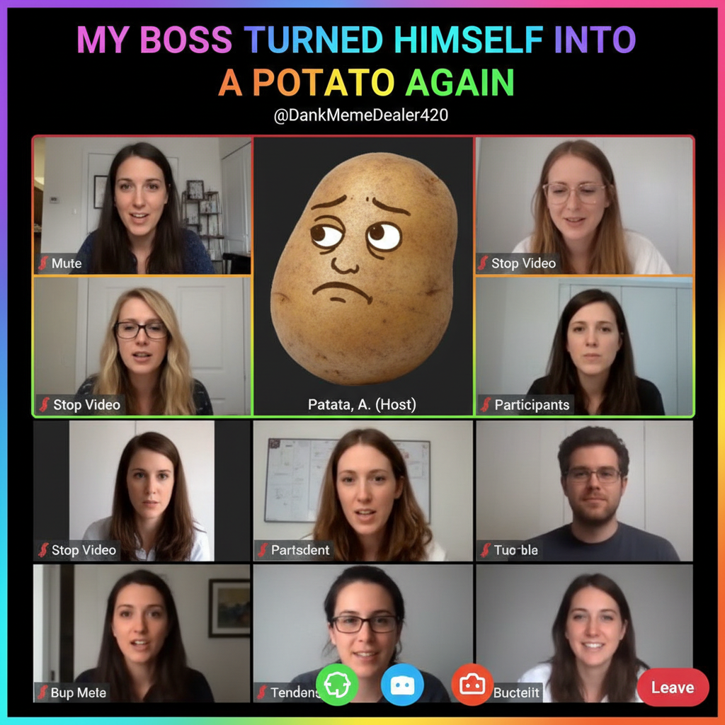 My boss just turned himself into a potato on Zoom. He can't figure out how to change it back.